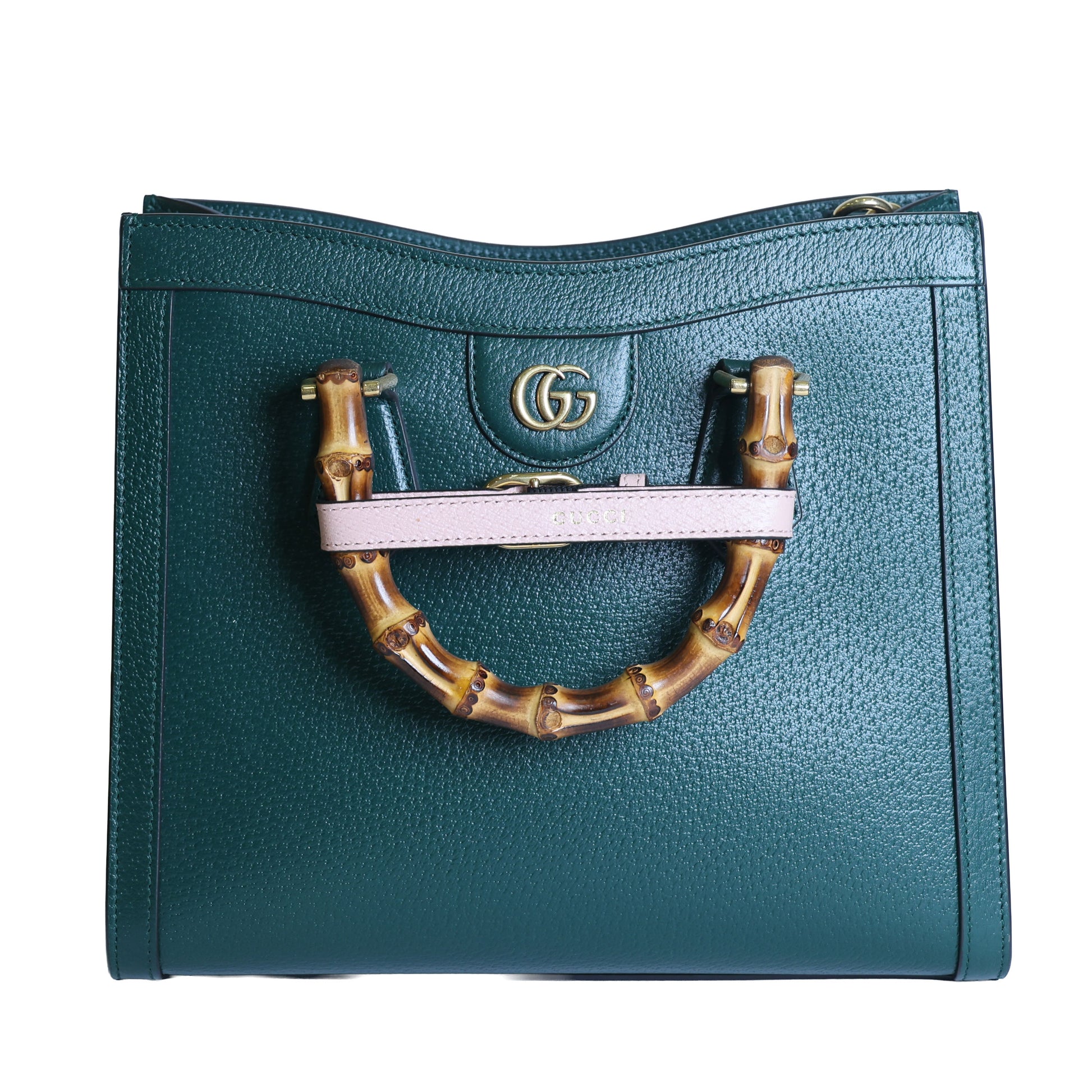 Preloved GUCCI Double G Diana Bamboo Medium Tote Green | Luxe Again Maison