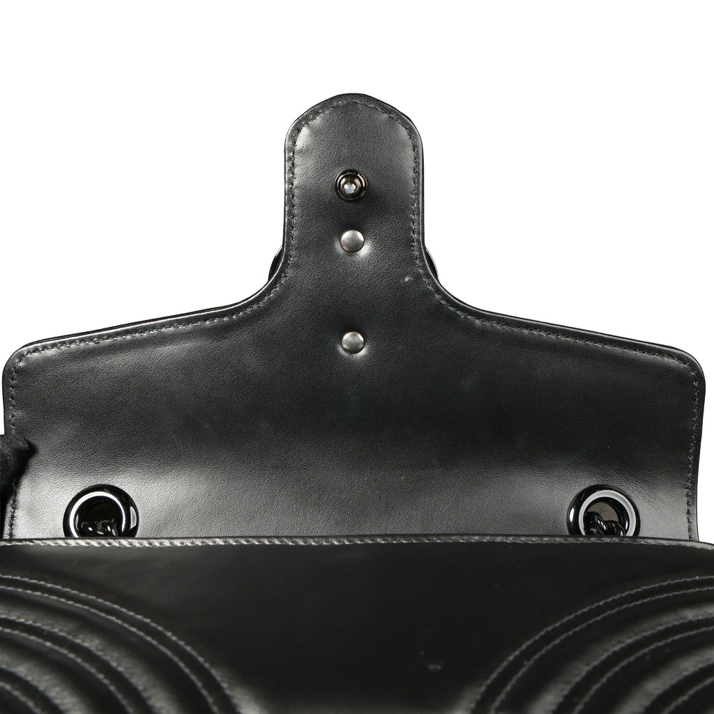 Preowned GUCCI GG Marmont Medium Leather Shoulder Bag Black | Luxe Again Maison 