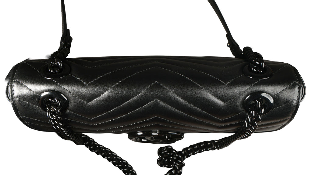 Preowned GUCCI GG Marmont Medium Leather Shoulder Bag Black | Luxe Again Maison 