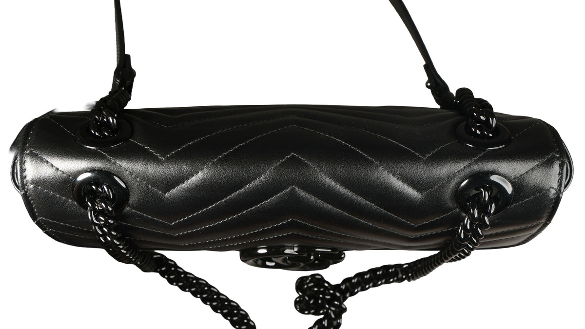 Preowned GUCCI GG Marmont Medium Leather Shoulder Bag Black | Luxe Again Maison 