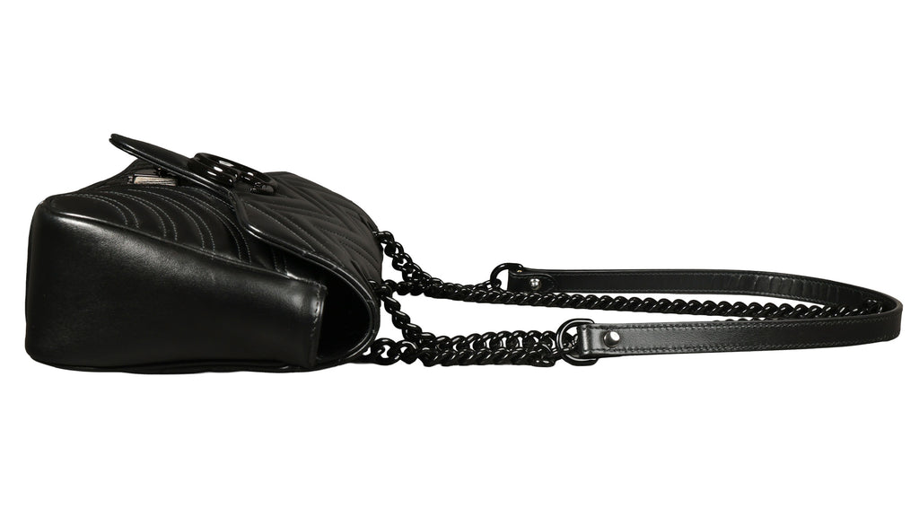 Preowned GUCCI GG Marmont Medium Leather Shoulder Bag Black | Luxe Again Maison 