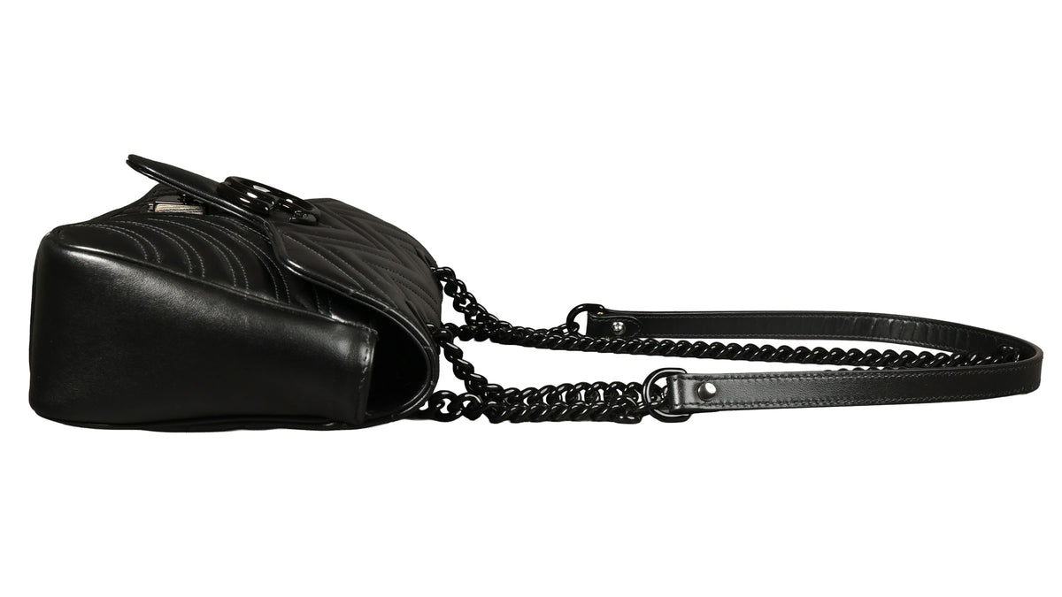 Preowned GUCCI GG Marmont Medium Leather Shoulder Bag Black | Luxe Again Maison 
