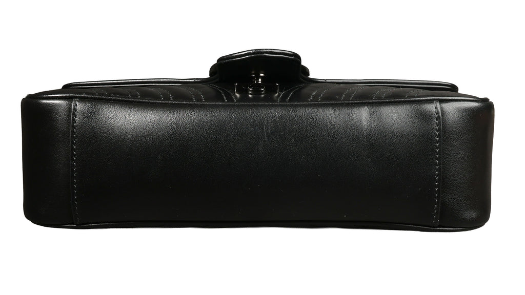 Preowned GUCCI GG Marmont Medium Leather Shoulder Bag Black | Luxe Again Maison 