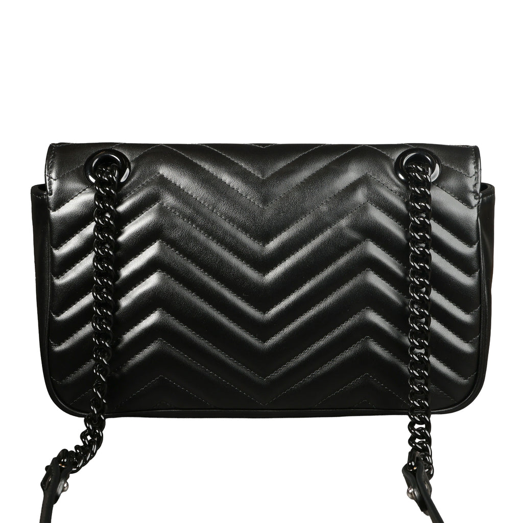 Preowned GUCCI GG Marmont Medium Leather Shoulder Bag Black | Luxe Again Maison 