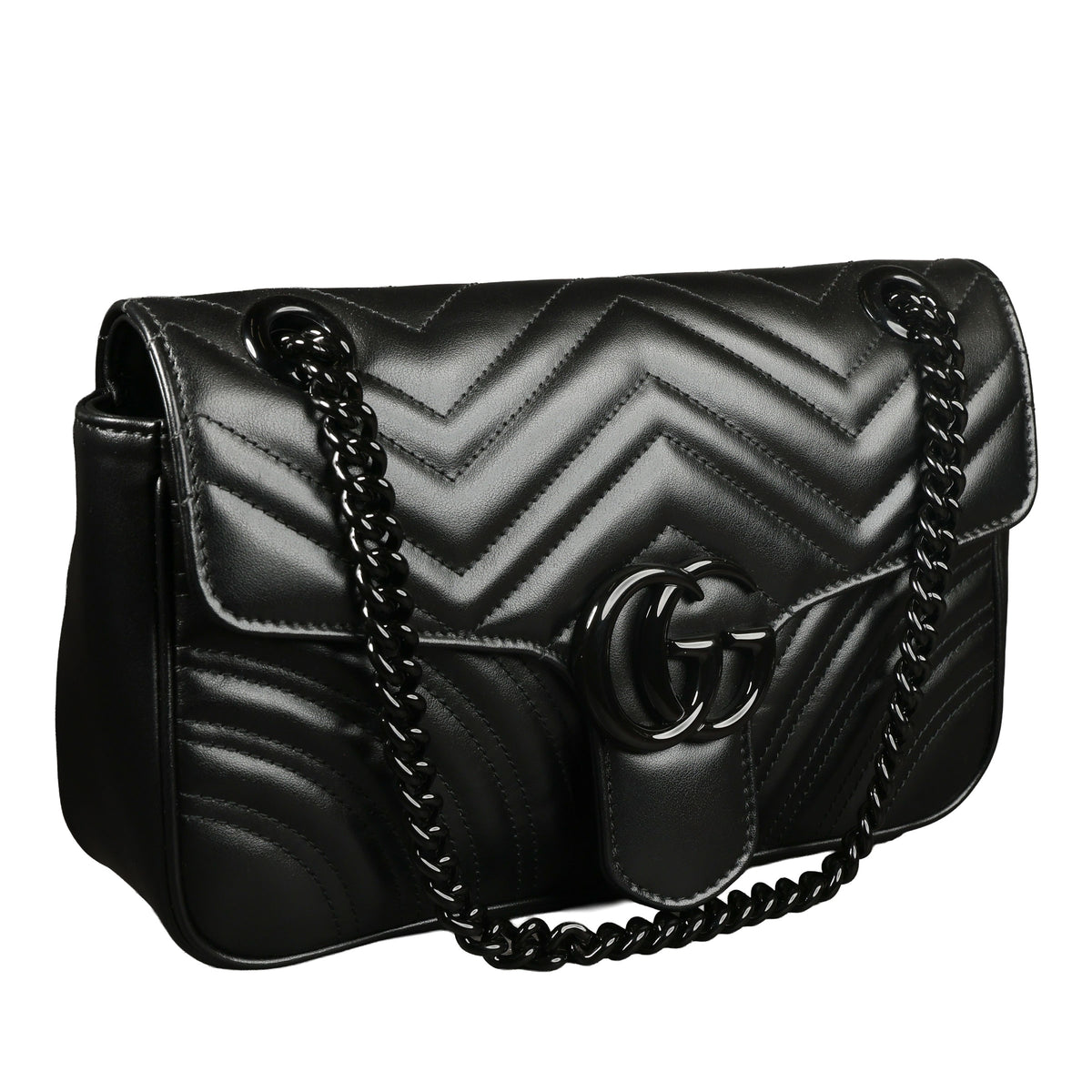 Preowned GUCCI GG Marmont Medium Leather Shoulder Bag Black | Luxe Again Maison 