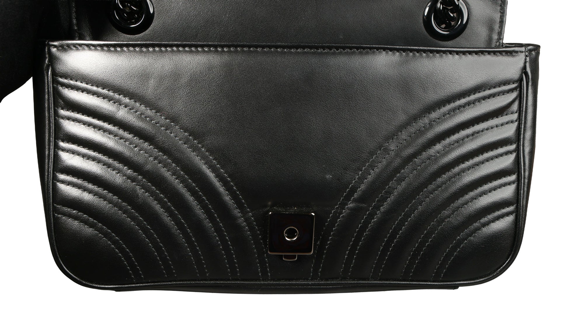 Preowned GUCCI GG Marmont Medium Leather Shoulder Bag Black | Luxe Again Maison 