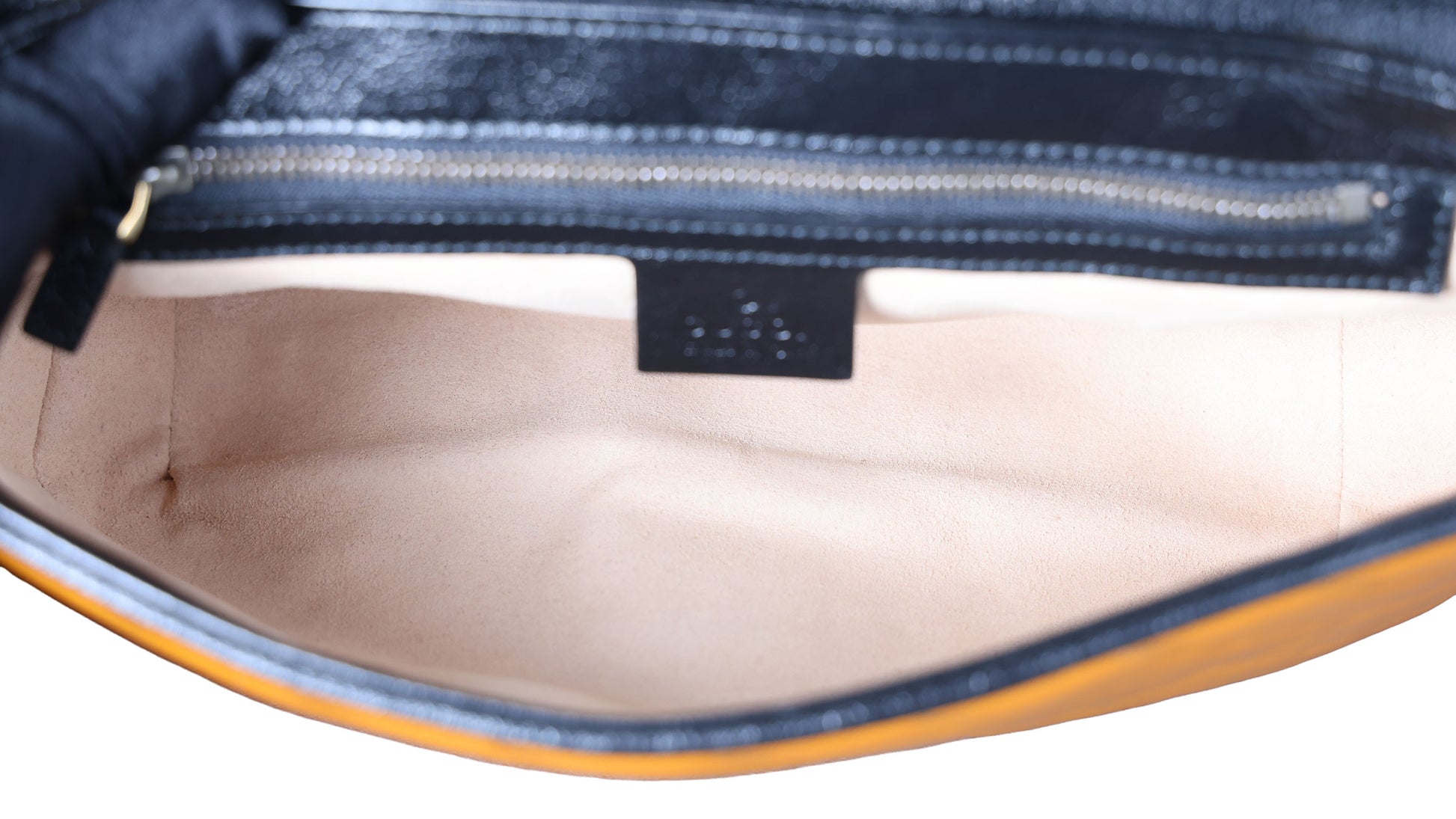 Preowned GUCCI GG Marmont Medium Leather Shoulder Bag Black x Orange | Luxe Again Maison