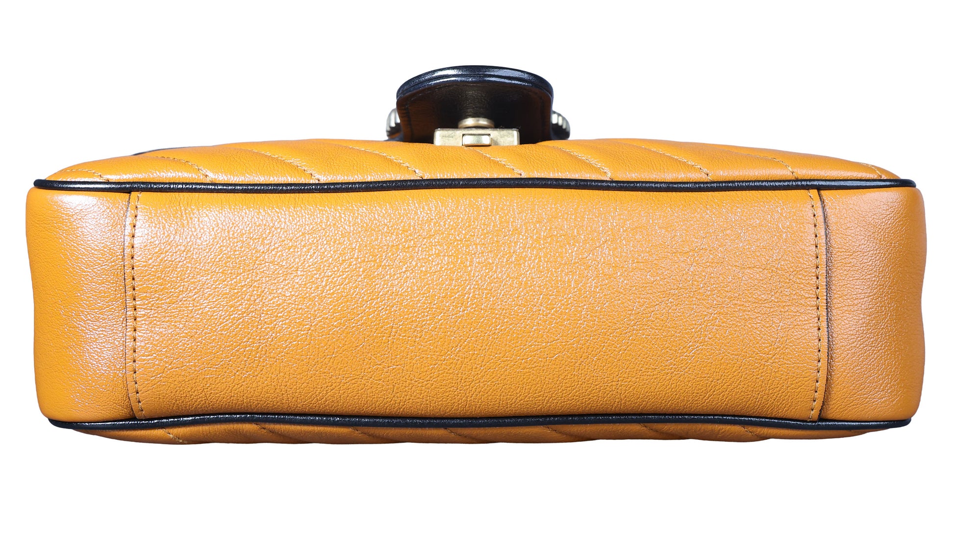 Preowned GUCCI GG Marmont Medium Leather Shoulder Bag Black x Orange | Luxe Again Maison