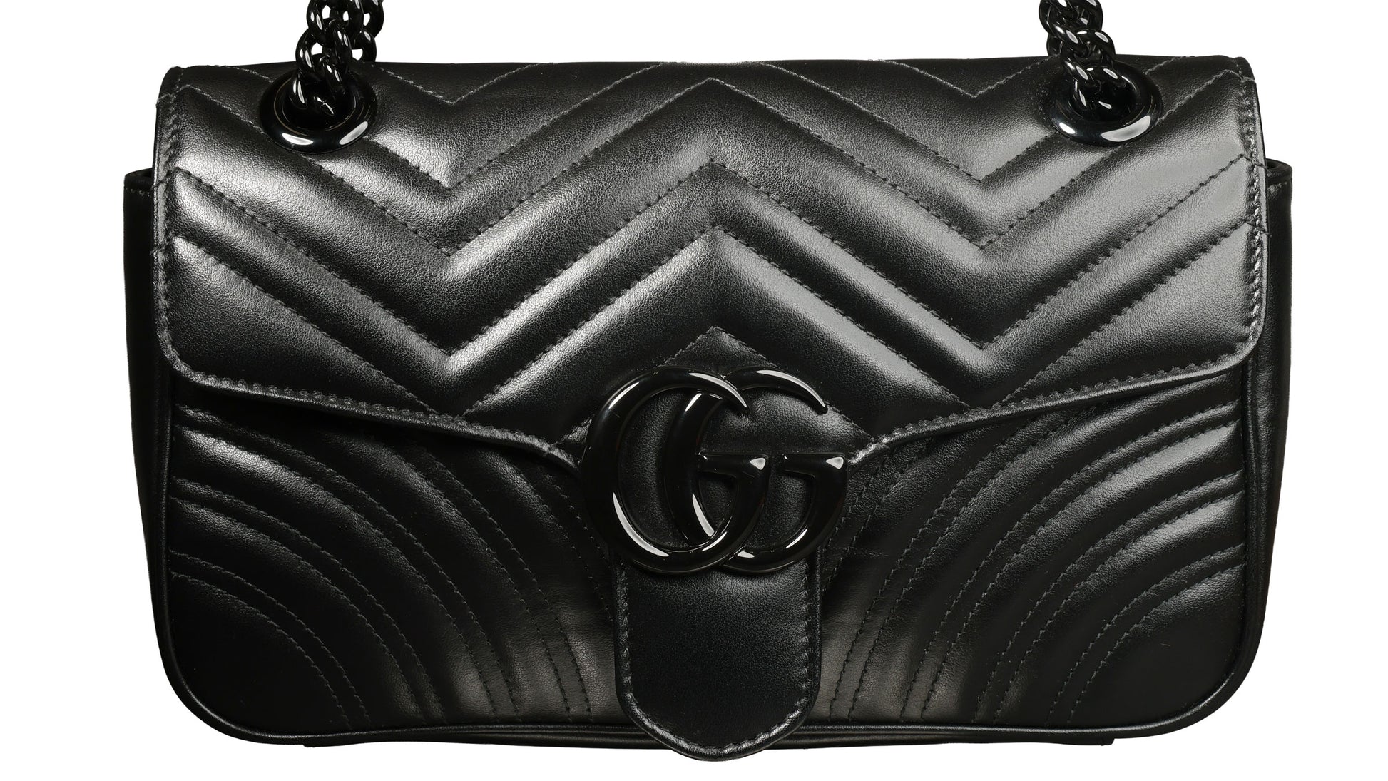 Preowned GUCCI GG Marmont Medium Leather Shoulder Bag Black | Luxe Again Maison 