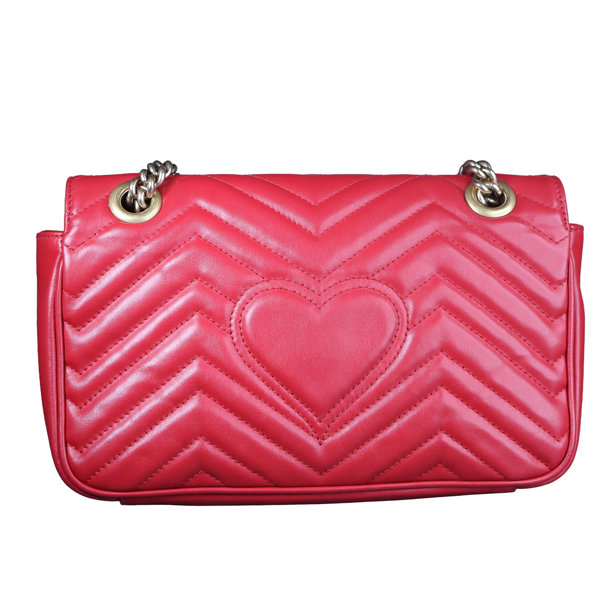 Preowned GUCCI GG Marmont Medium Leather Shoulder Bag Red | Luxe Again Maison