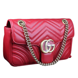Preowned GUCCI GG Marmont Medium Leather Shoulder Bag Red | Luxe Again Maison