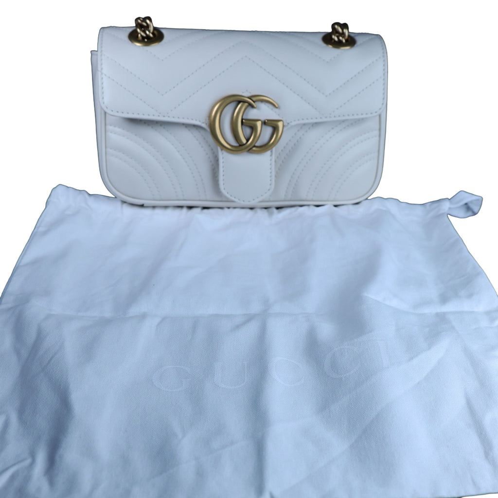 Preowned GUCCI GG Marmont Small Leather Shoulder Bag White | Luxe Again Maison
