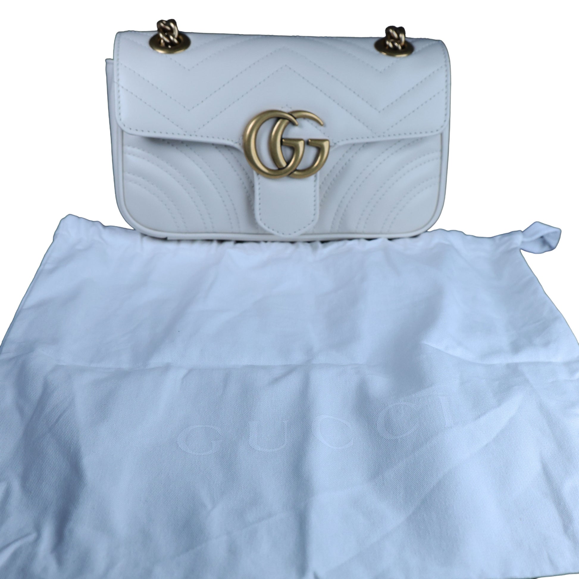 Preowned GUCCI GG Marmont Small Leather Shoulder Bag White | Luxe Again Maison