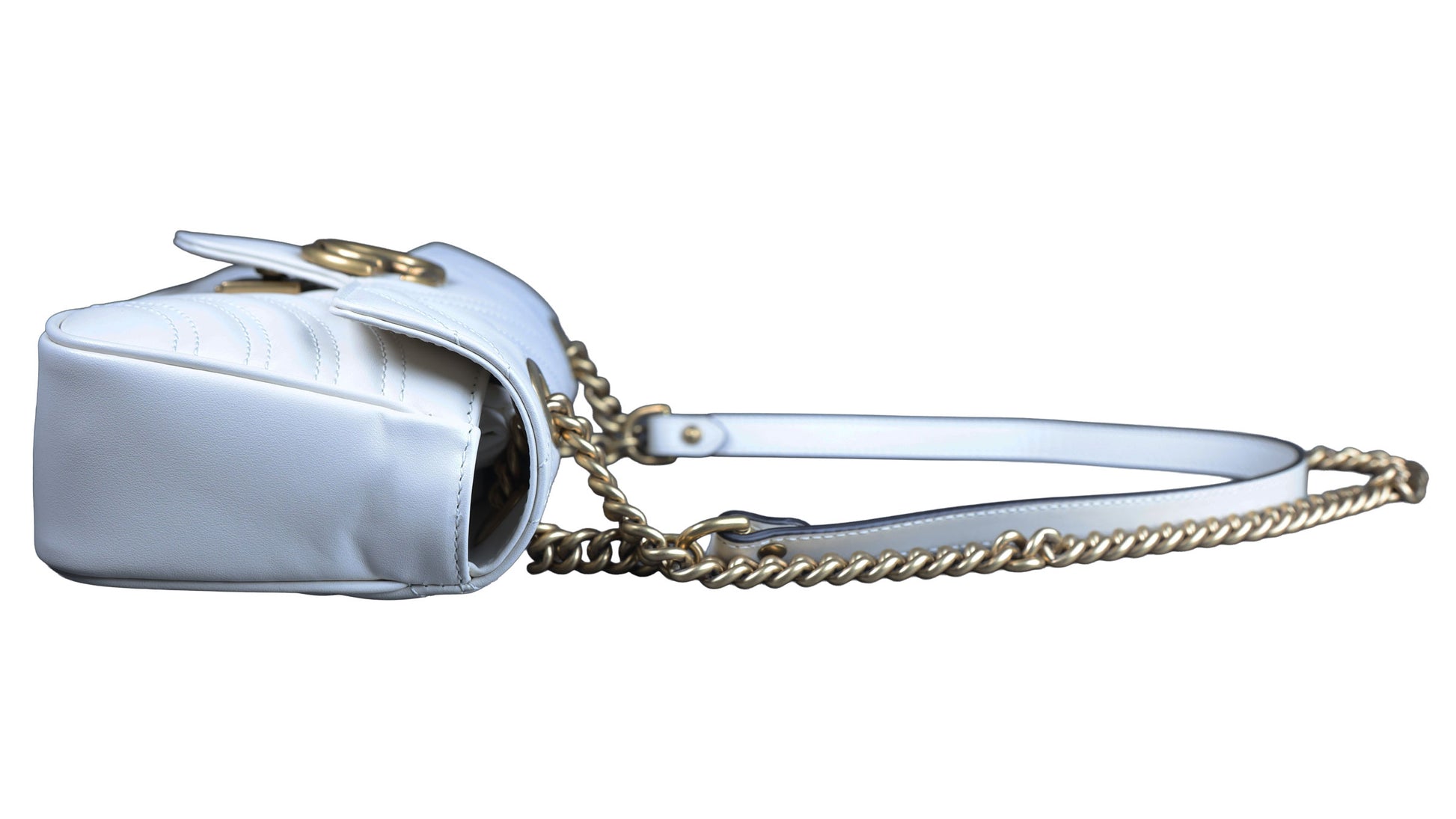 Preowned GUCCI GG Marmont Small Leather Shoulder Bag White | Luxe Again Maison