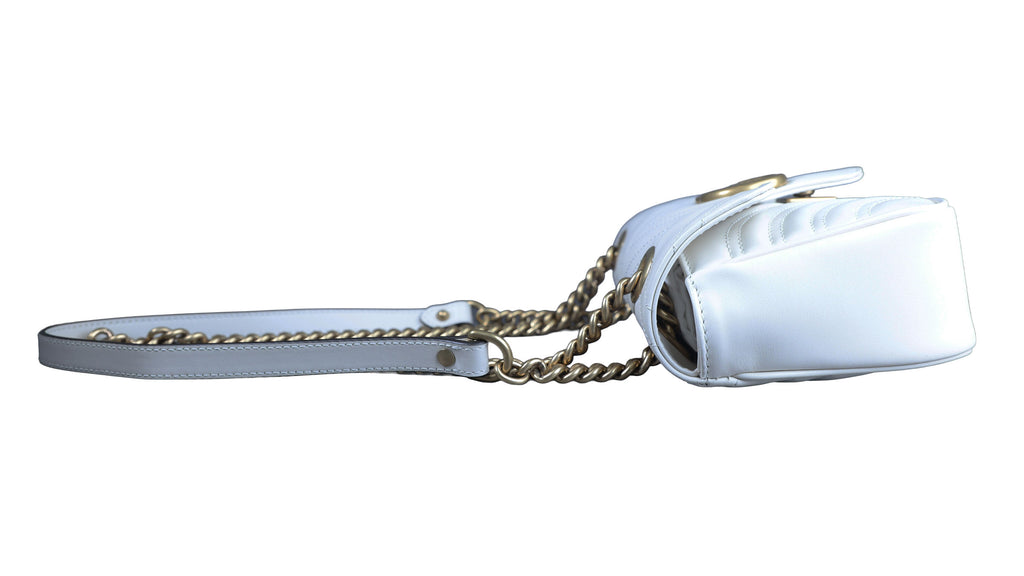 Preowned GUCCI GG Marmont Small Leather Shoulder Bag White | Luxe Again Maison