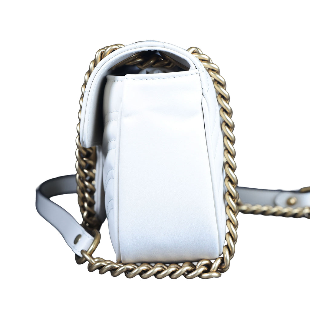 Preowned GUCCI GG Marmont Small Leather Shoulder Bag White | Luxe Again Maison