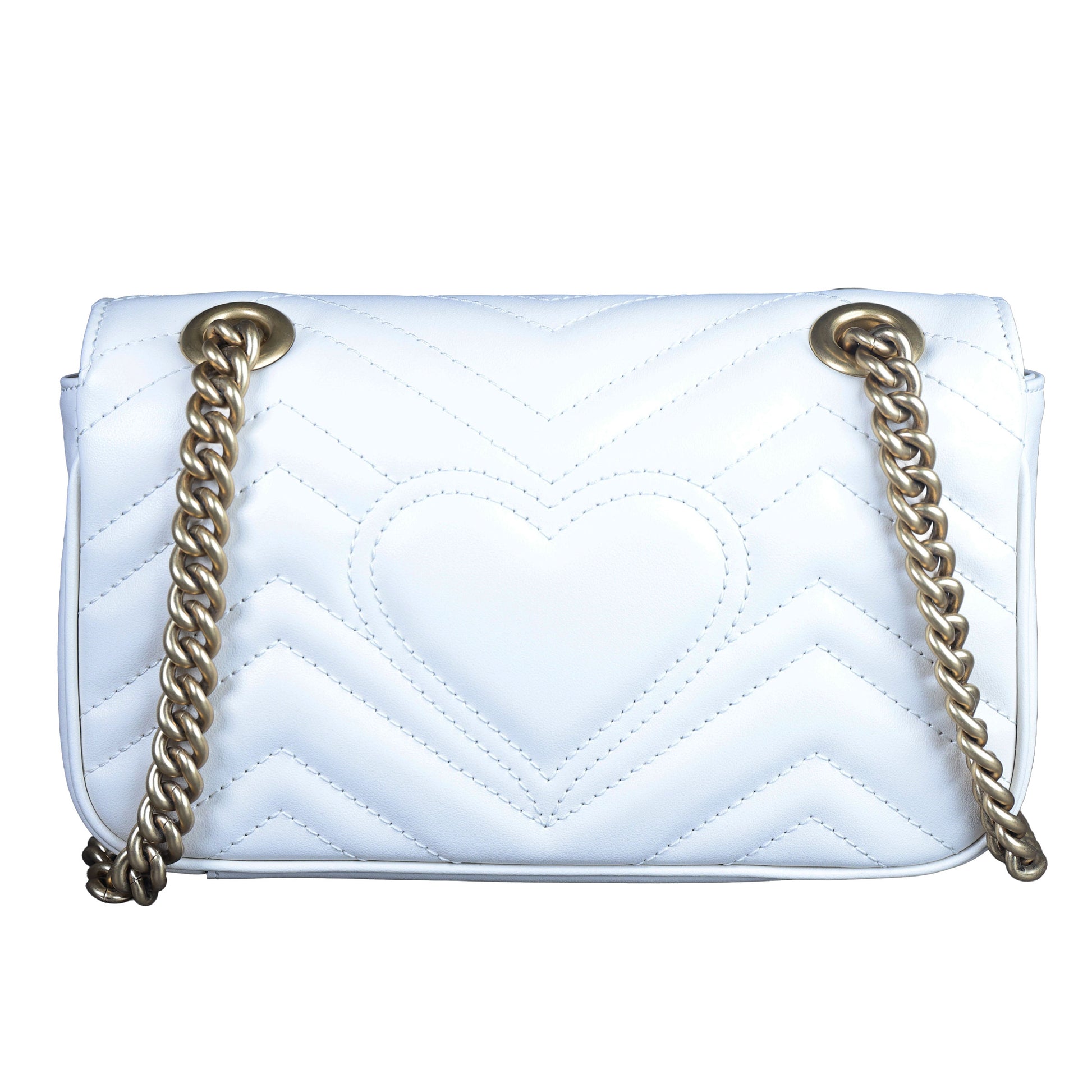 Preowned GUCCI GG Marmont Small Leather Shoulder Bag White | Luxe Again Maison