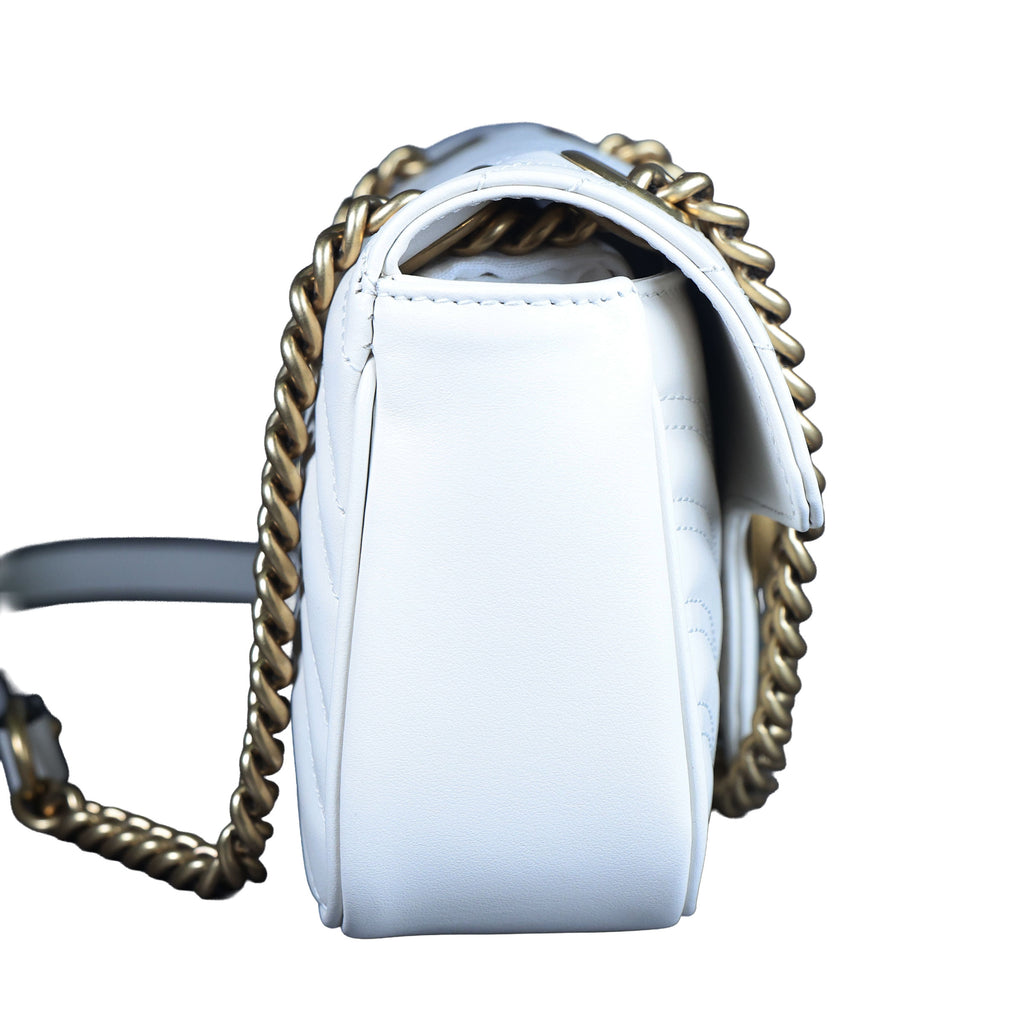 Preowned GUCCI GG Marmont Small Leather Shoulder Bag White | Luxe Again Maison