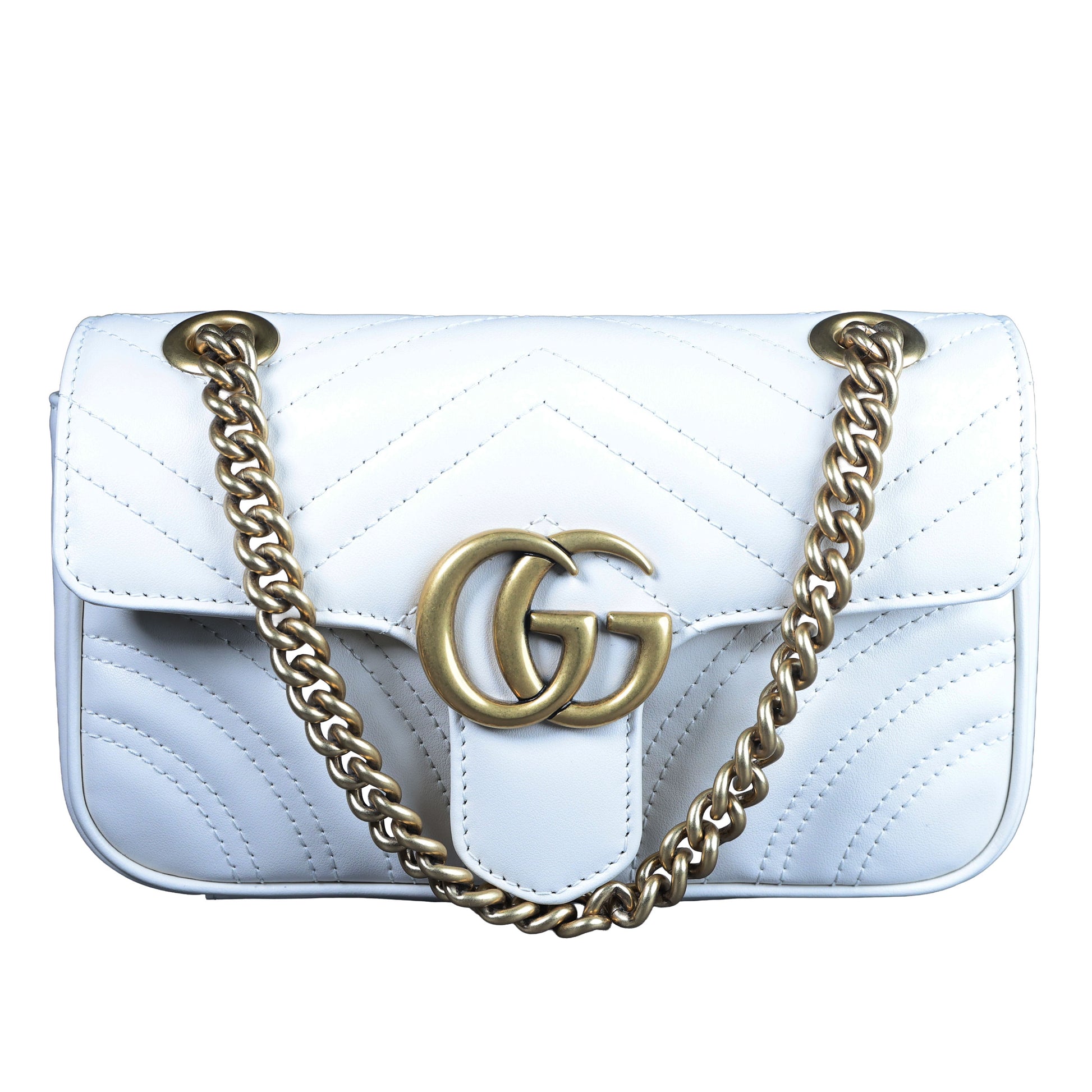 Preowned GUCCI GG Marmont Small Leather Shoulder Bag White | Luxe Again Maison