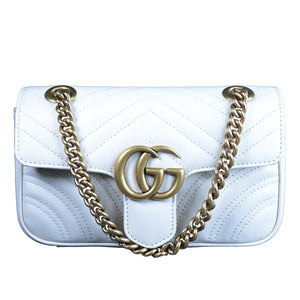 Preowned GUCCI GG Marmont Small Leather Shoulder Bag White | Luxe Again Maison