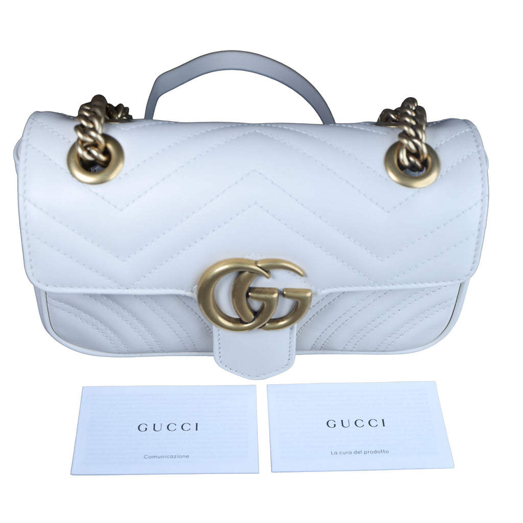 Preowned GUCCI GG Marmont Small Leather Shoulder Bag White | Luxe Again Maison