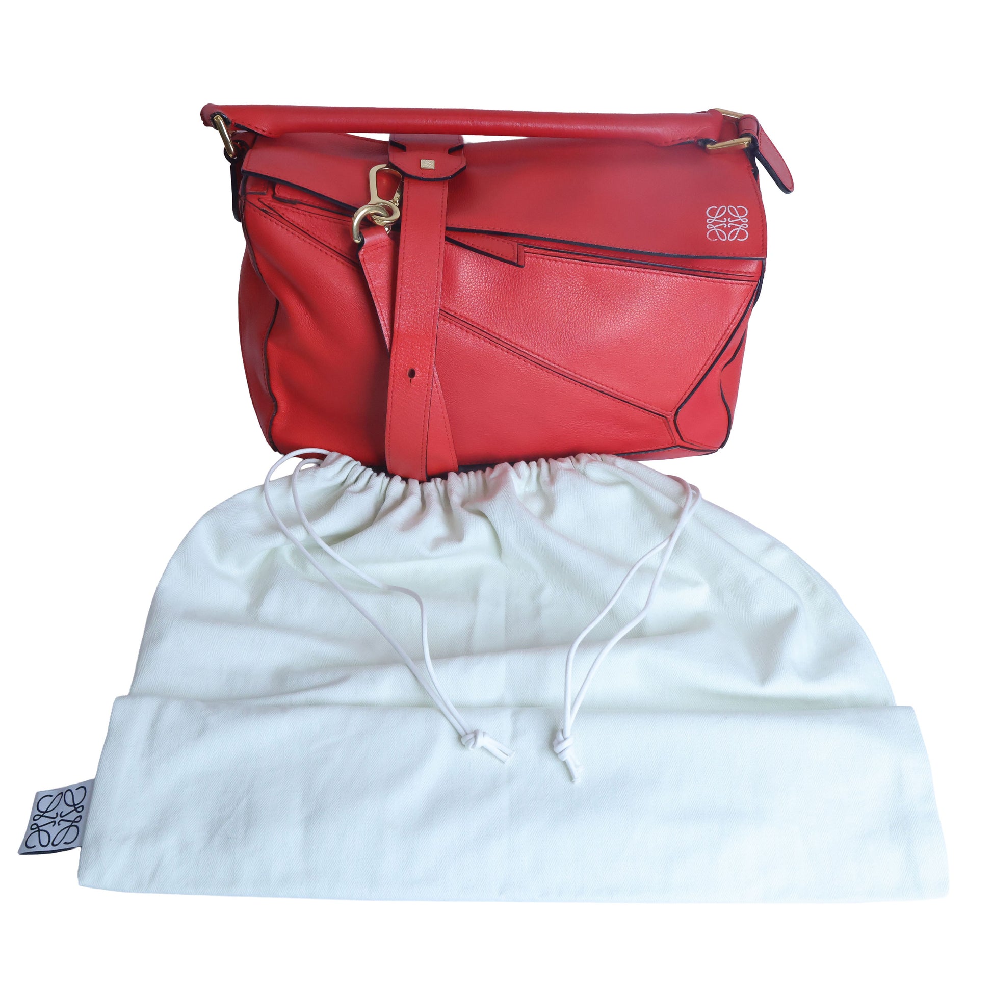 Preowned LOEWE Puzzle Large Leather Red 2 Way Bag | Luxe Again Maison