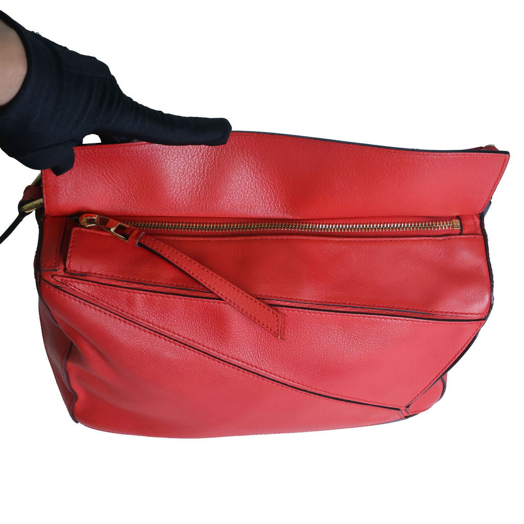Preowned LOEWE Puzzle Large Leather Red 2 Way Bag | Luxe Again Maison