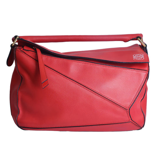 Preowned LOEWE Puzzle Large Leather Red 2 Way Bag | Luxe Again Maison