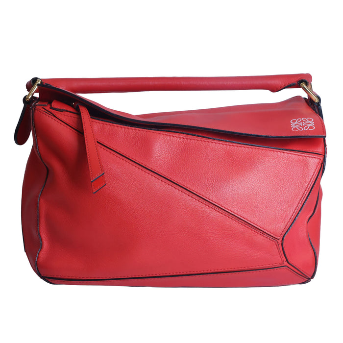 Preowned LOEWE Puzzle Large Leather Red 2 Way Bag | Luxe Again Maison