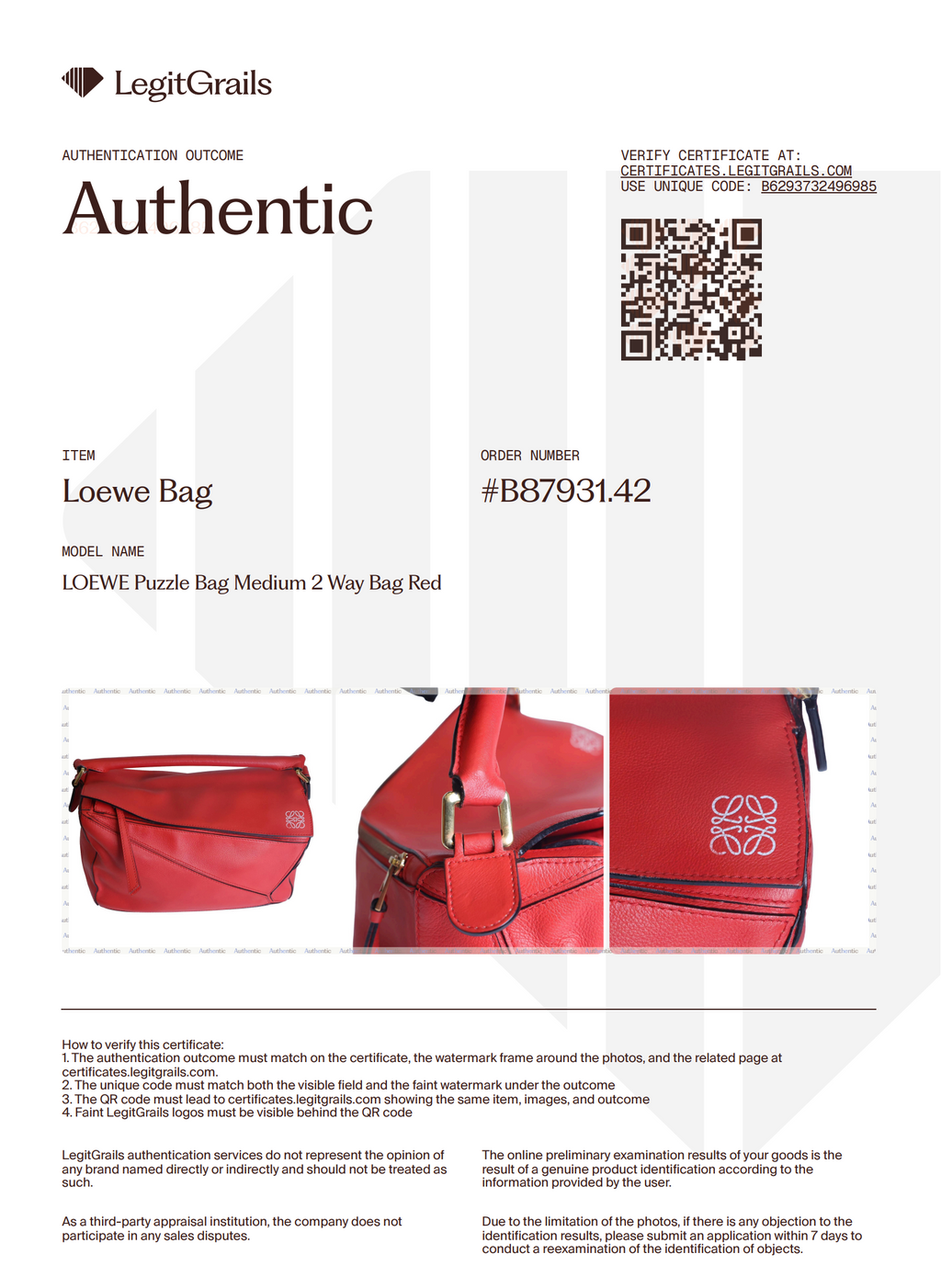 Preowned LOEWE Puzzle Large Leather Red 2 Way Bag | Luxe Again Maison
