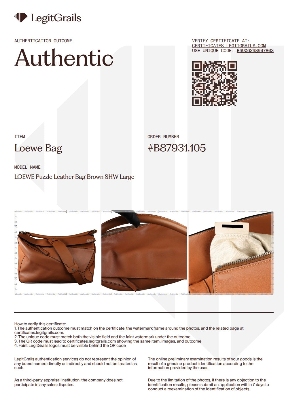 Preowned LOEWE Puzzle Leather Bag Brown SHW Large | Luxe Again Maison