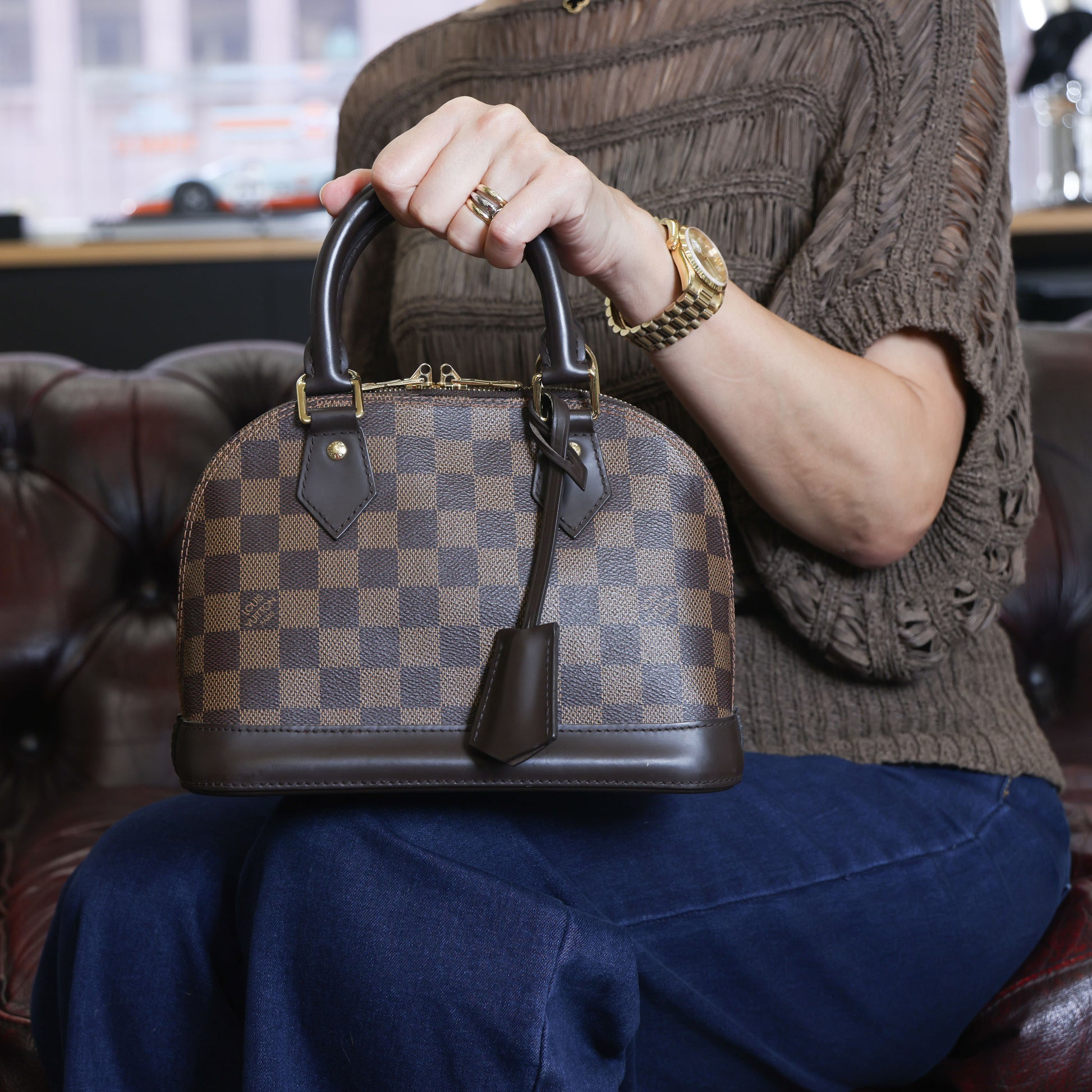 Preowned LOUIS VUITTON Damier Ebene Alma BB Brown | Luxe Again Maison