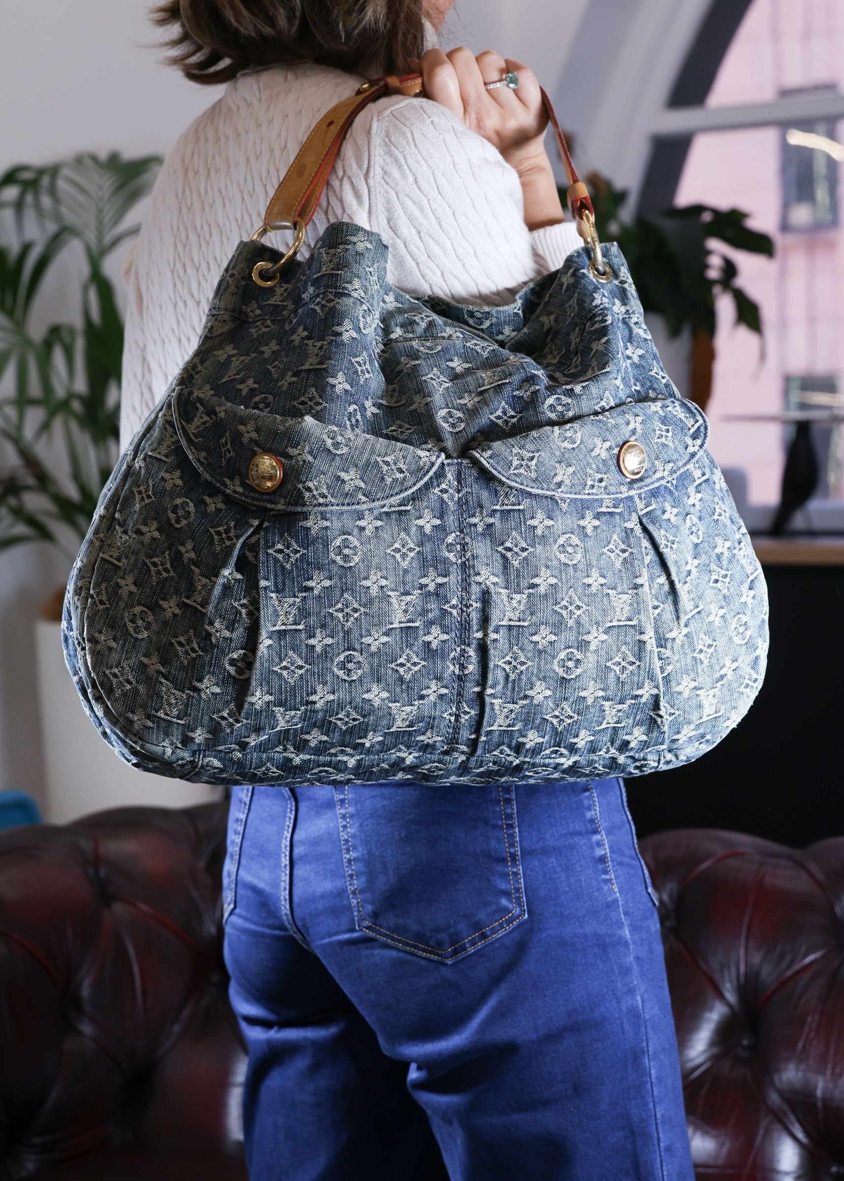 Preowned LOUIS VUITTON Denim Daily GM Monogram Navy Blue | Luxe Again Maison
