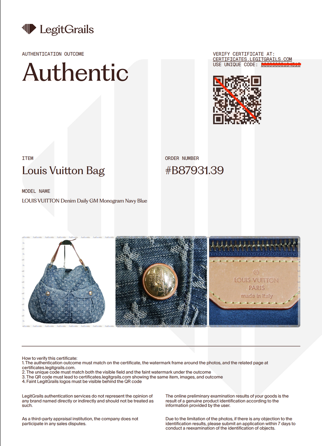 Preowned LOUIS VUITTON Denim Daily GM Monogram Navy Blue | Luxe Again Maison