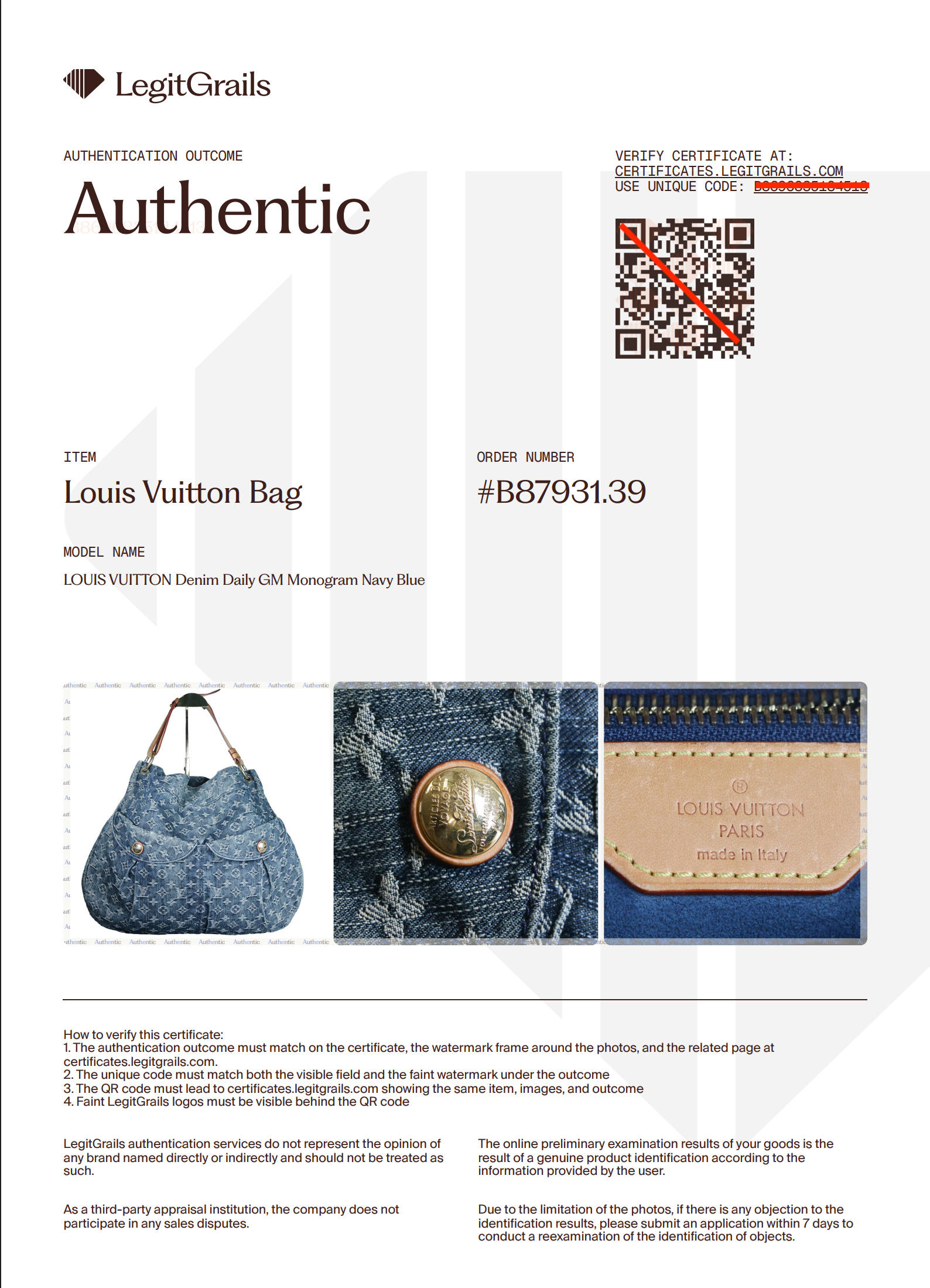 Preowned LOUIS VUITTON Denim Daily GM Monogram Navy Blue | Luxe Again Maison