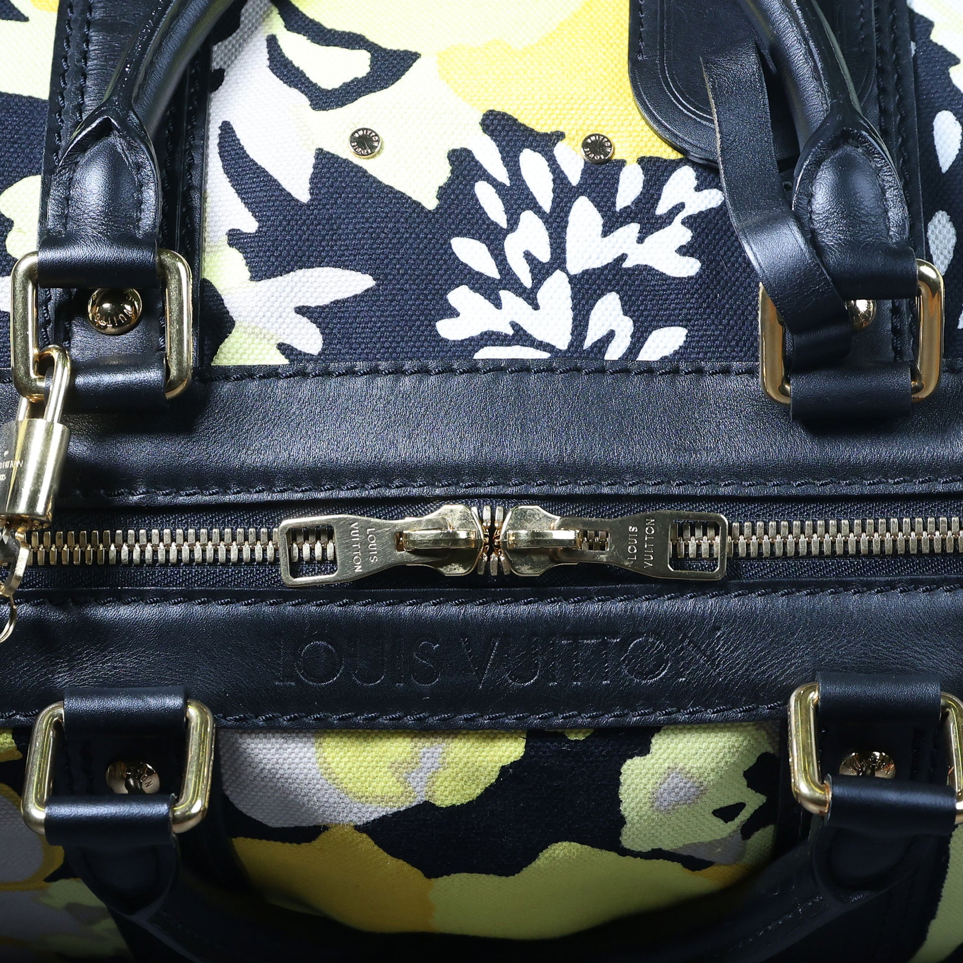 Preowned LOUIS VUITTON Floral Canwan Keepall Bandouliere 50 Canvas x Leather Black & Yellow | Luxe Again Maison