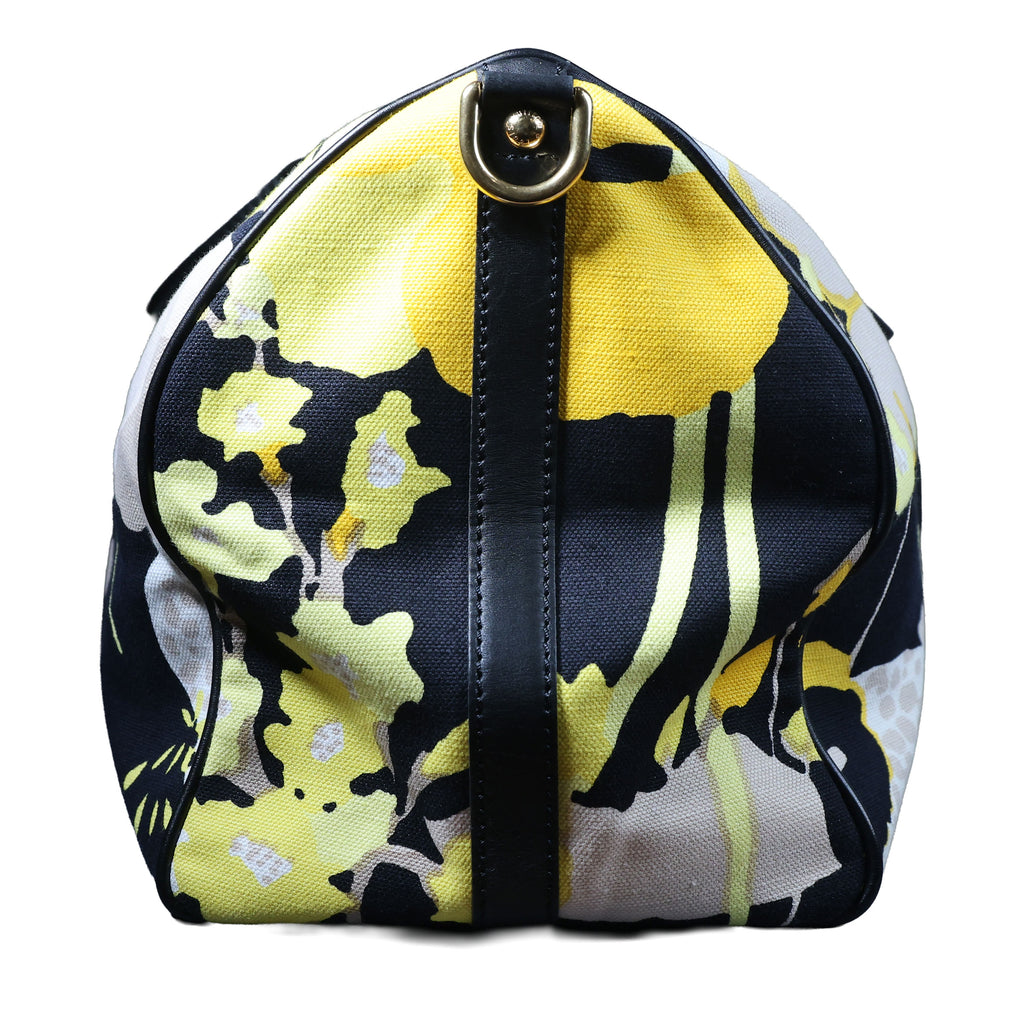 Preowned LOUIS VUITTON Floral Canwan Keepall Bandouliere 50 Canvas x Leather Black & Yellow | Luxe Again Maison