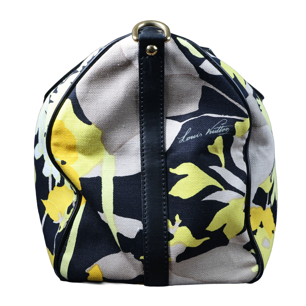 Preowned LOUIS VUITTON Floral Canwan Keepall Bandouliere 50 Canvas x Leather Black & Yellow | Luxe Again Maison