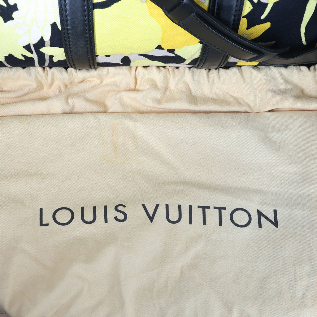 Preowned LOUIS VUITTON Floral Canwan Keepall Bandouliere 50 Canvas x Leather Black & Yellow | Luxe Again Maison