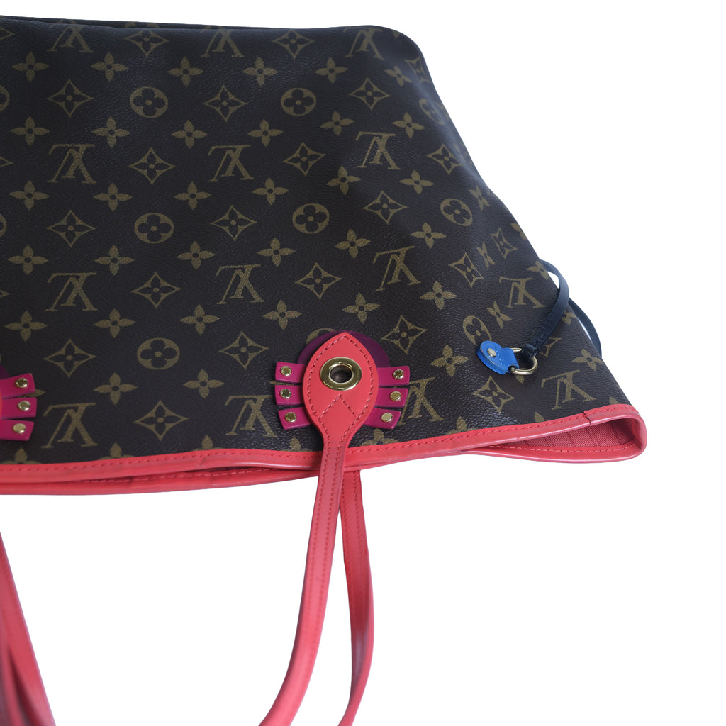 Preowned LOUIS VUITTON Monogram Totem Neverfull MM Brown & Flamingo Trim - Limited Edition | Luxe Again Maison