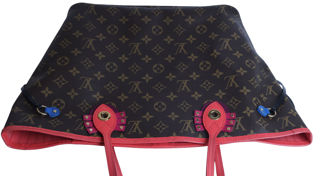 Preowned LOUIS VUITTON Monogram Totem Neverfull MM Brown & Flamingo Trim - Limited Edition | Luxe Again Maison