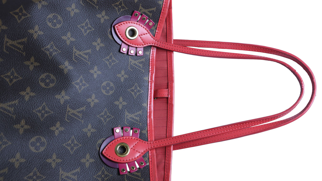 Preowned LOUIS VUITTON Monogram Totem Neverfull MM Brown & Flamingo Trim - Limited Edition | Luxe Again Maison