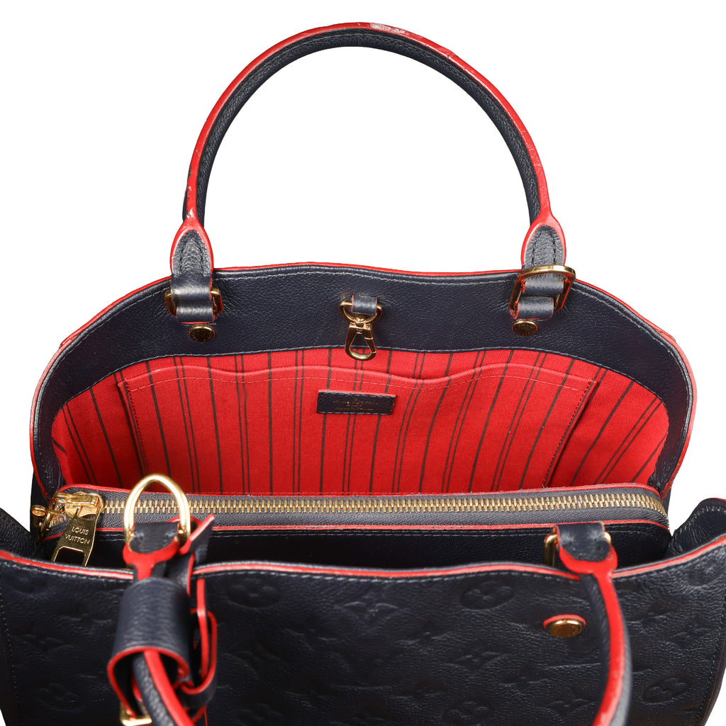 Preowned LOUIS VUITTON Montaigne MM Monogram Empreinte Leather Navy Blue | Luxe Again Maison