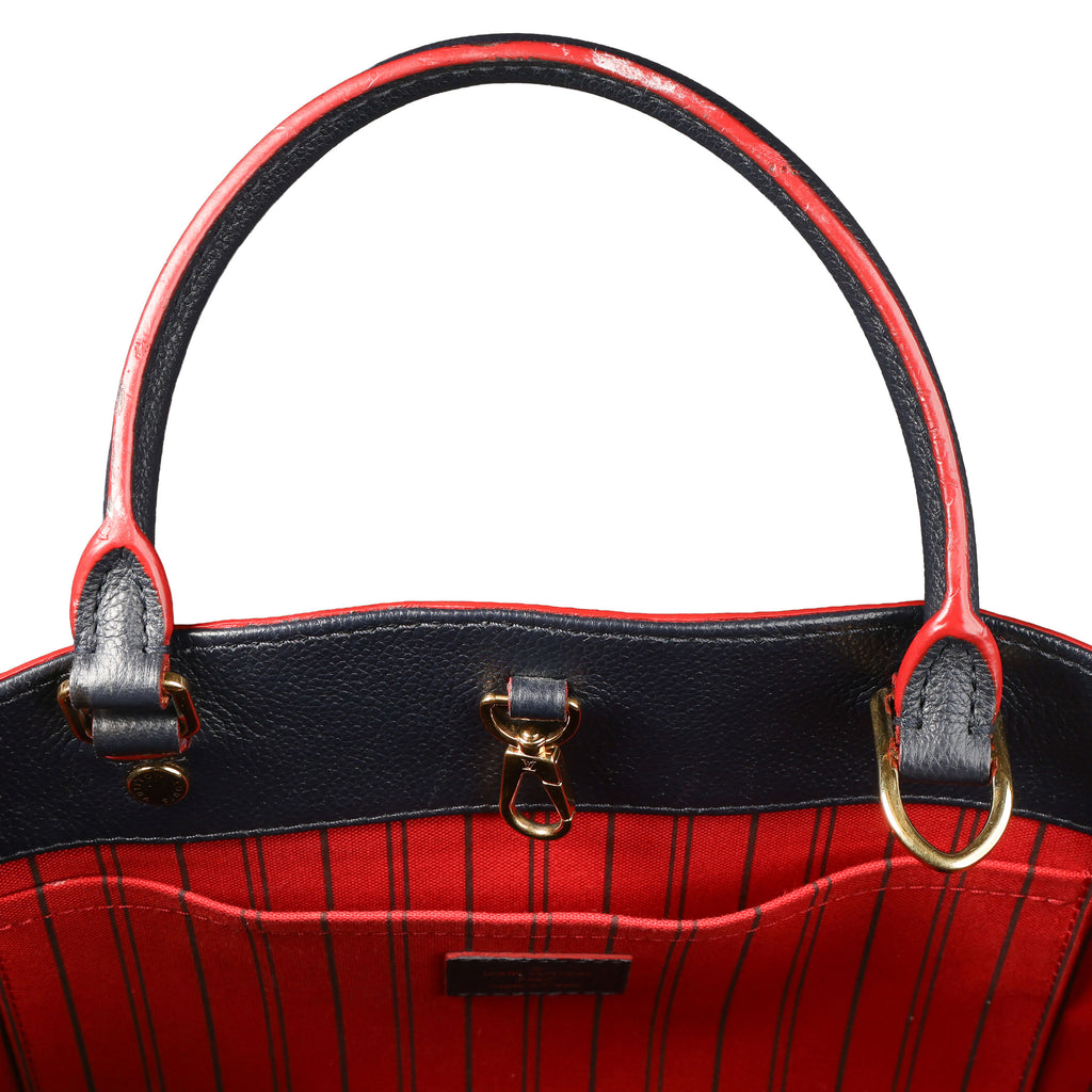 Preowned LOUIS VUITTON Montaigne MM Monogram Empreinte Leather Navy Blue | Luxe Again Maison