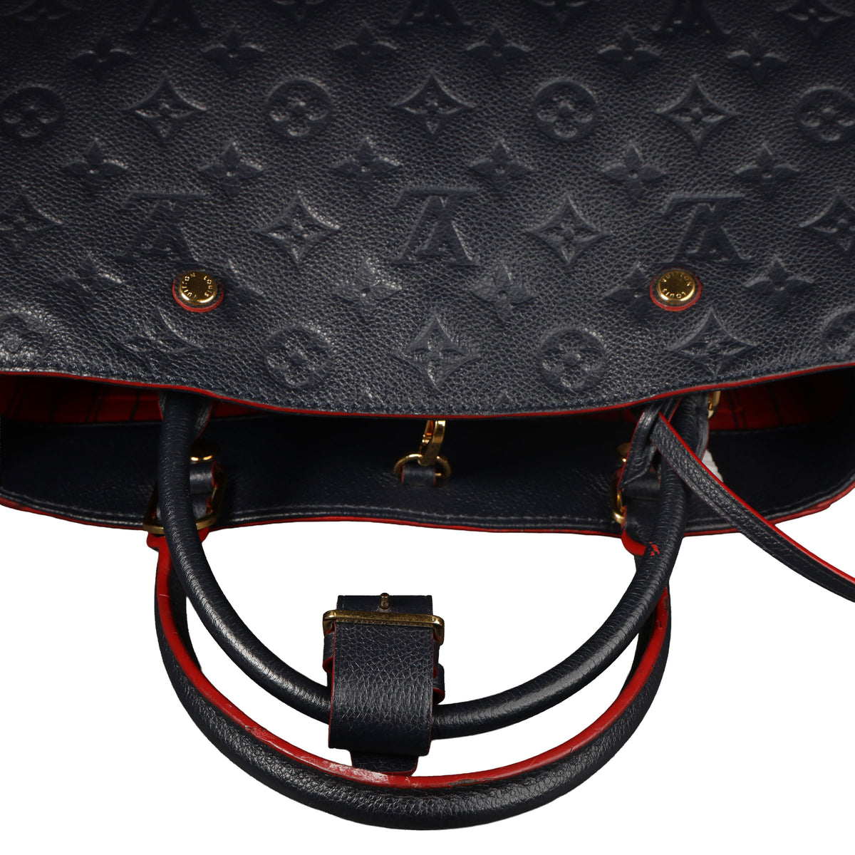 Preowned LOUIS VUITTON Montaigne MM Monogram Empreinte Leather Navy Blue | Luxe Again Maison