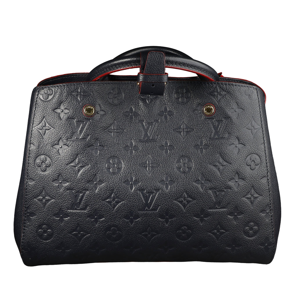 Preowned LOUIS VUITTON Montaigne MM Monogram Empreinte Leather Navy Blue | Luxe Again Maison