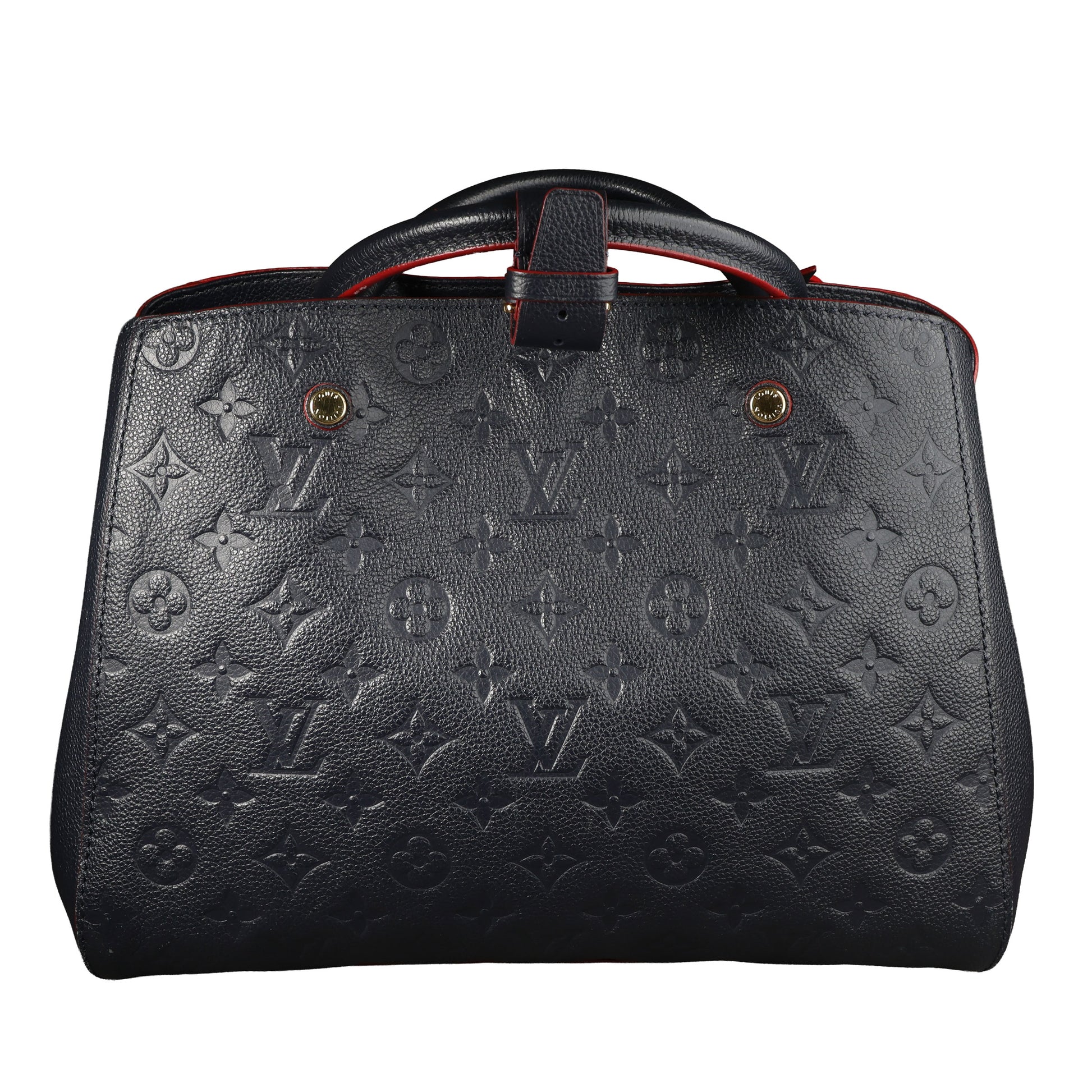 Preowned LOUIS VUITTON Montaigne MM Monogram Empreinte Leather Navy Blue | Luxe Again Maison