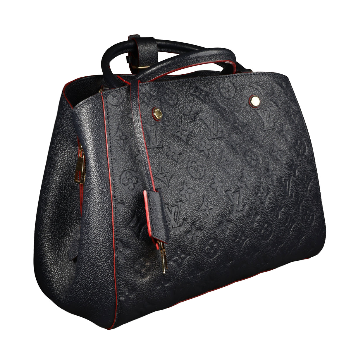 Preowned LOUIS VUITTON Montaigne MM Monogram Empreinte Leather Navy Blue | Luxe Again Maison