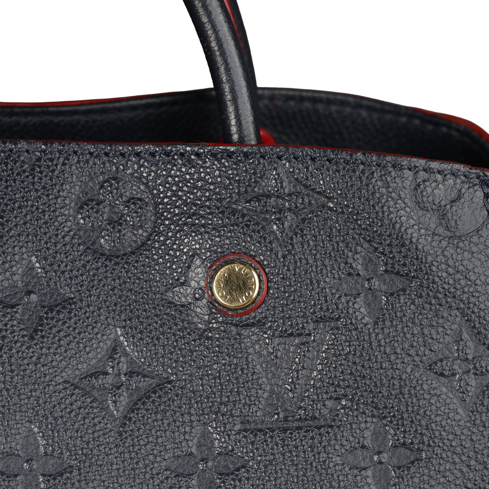 Preowned LOUIS VUITTON Montaigne MM Monogram Empreinte Leather Navy Blue | Luxe Again Maison