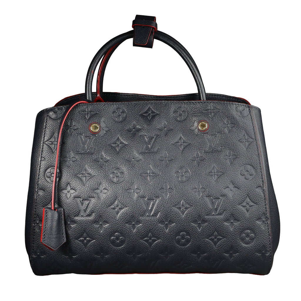 Preowned LOUIS VUITTON Montaigne MM Monogram Empreinte Leather Navy Blue | Luxe Again Maison